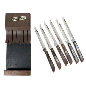 VTG Washington Forge Town Country Steak Knives Rack Kitsch Fleetwood Handles USA